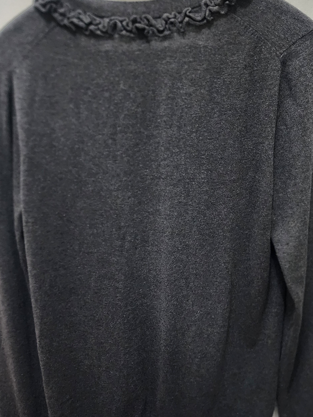 Talbots Dark Gray Ruffled V-Neck Cardigan - Picture 5 of 5